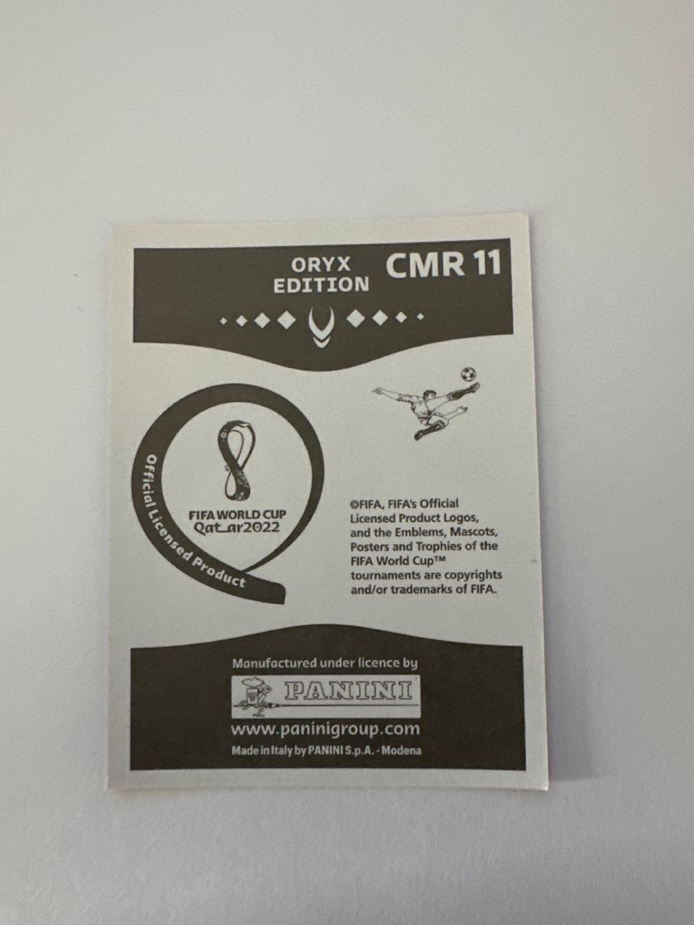 Panini FIFA WM 2022 Oryx - CMR 11 - Martin Hongla – Original-Zustandsfoto Rückseite