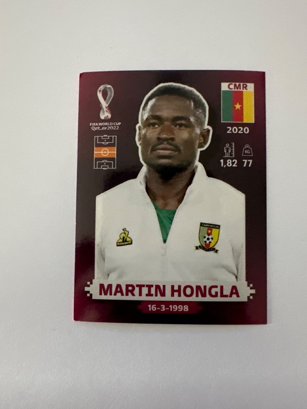 Panini FIFA WM 2022 Oryx - CMR 11 - Martin Hongla – Original-Zustandsfoto Vorderseite