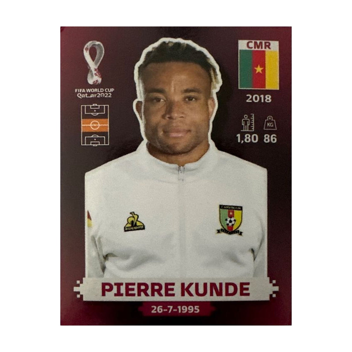 Panini FIFA WM 2022 Oryx - CMR 12 - Pierre Kunde – Vorderseite