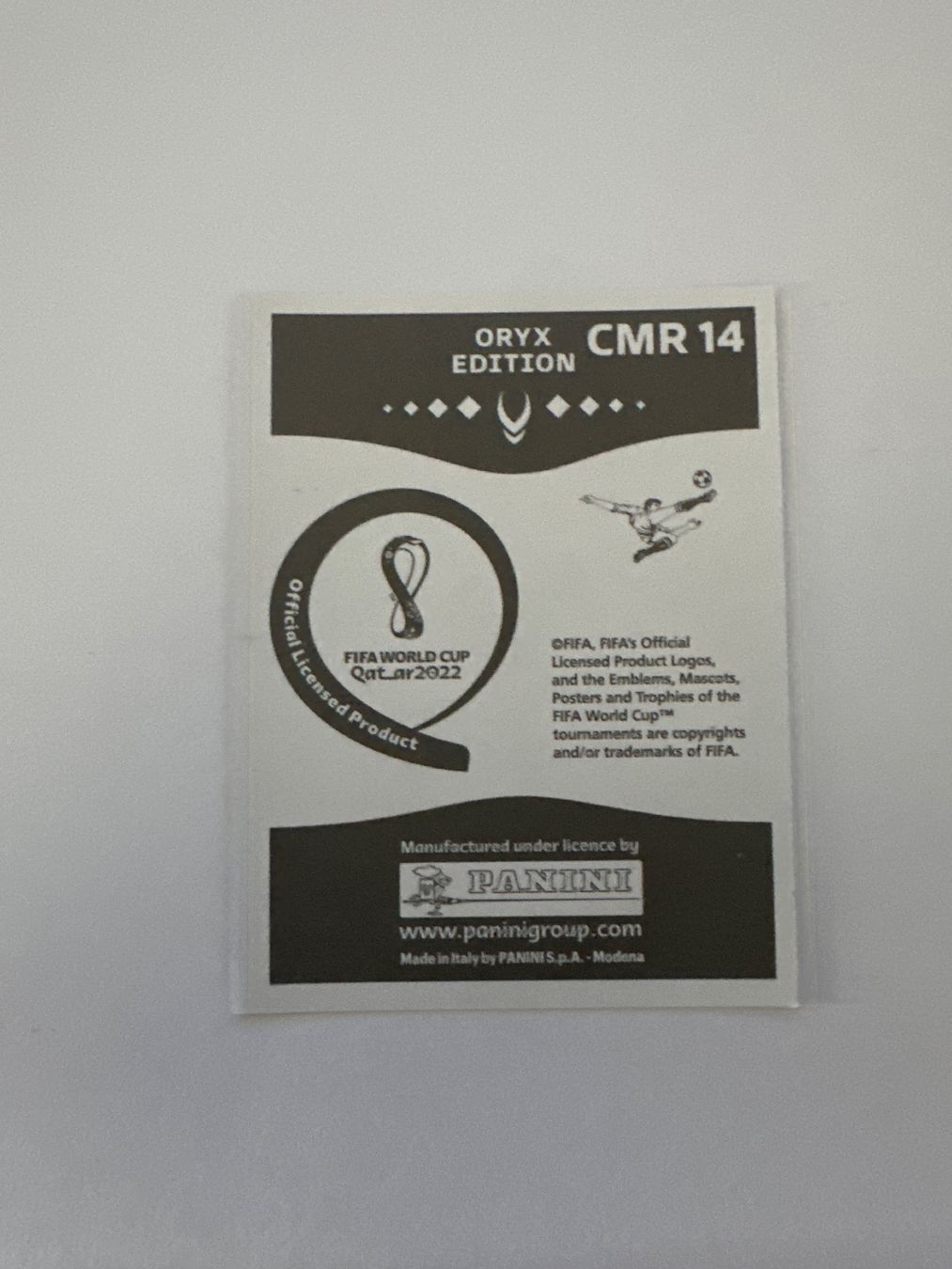 Panini FIFA WM 2022 Oryx - CMR 14 - Samuel Oum Gouet – Original-Zustandsfoto Rückseite