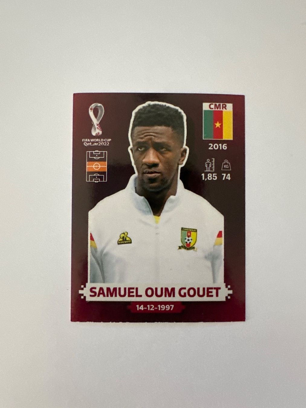 Panini FIFA WM 2022 Oryx - CMR 14 - Samuel Oum Gouet – Original-Zustandsfoto Vorderseite