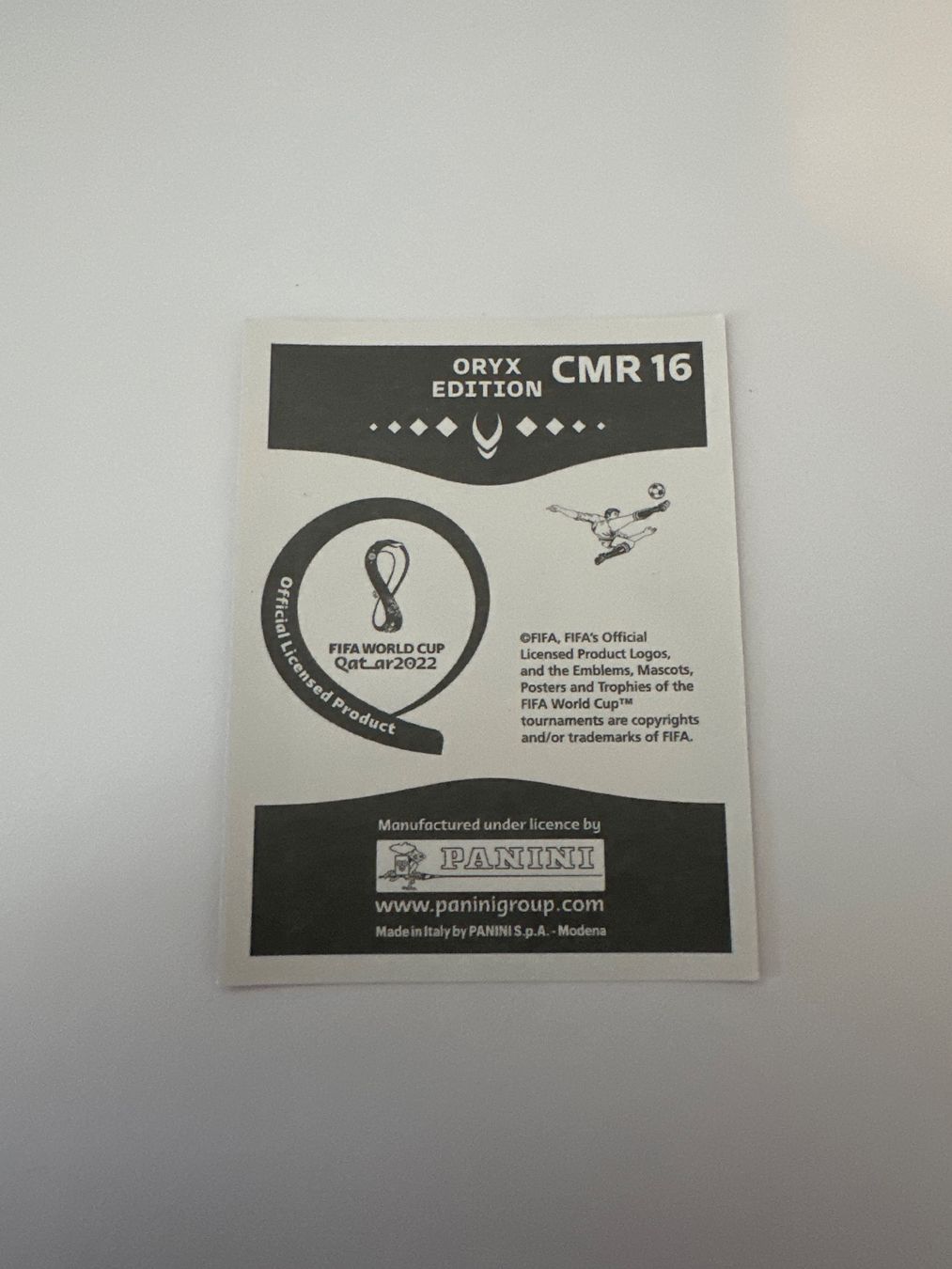 Panini FIFA WM 2022 Oryx - CMR 16 - Vincent Aboubakar – Original-Zustandsfoto Rückseite