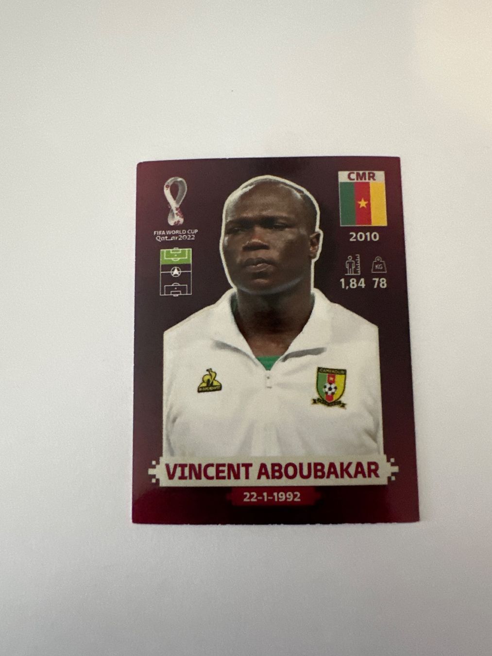 Panini FIFA WM 2022 Oryx - CMR 16 - Vincent Aboubakar – Original-Zustandsfoto Vorderseite
