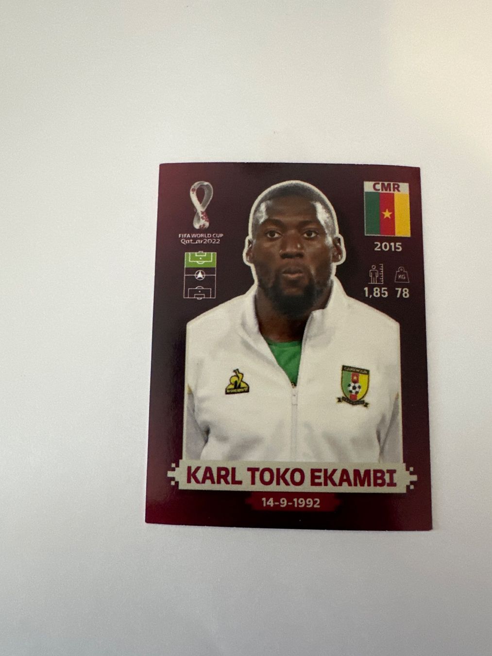Panini FIFA WM 2022 Oryx - CMR 20 - Karl Toko Ekambi – Original-Zustandsfoto Vorderseite