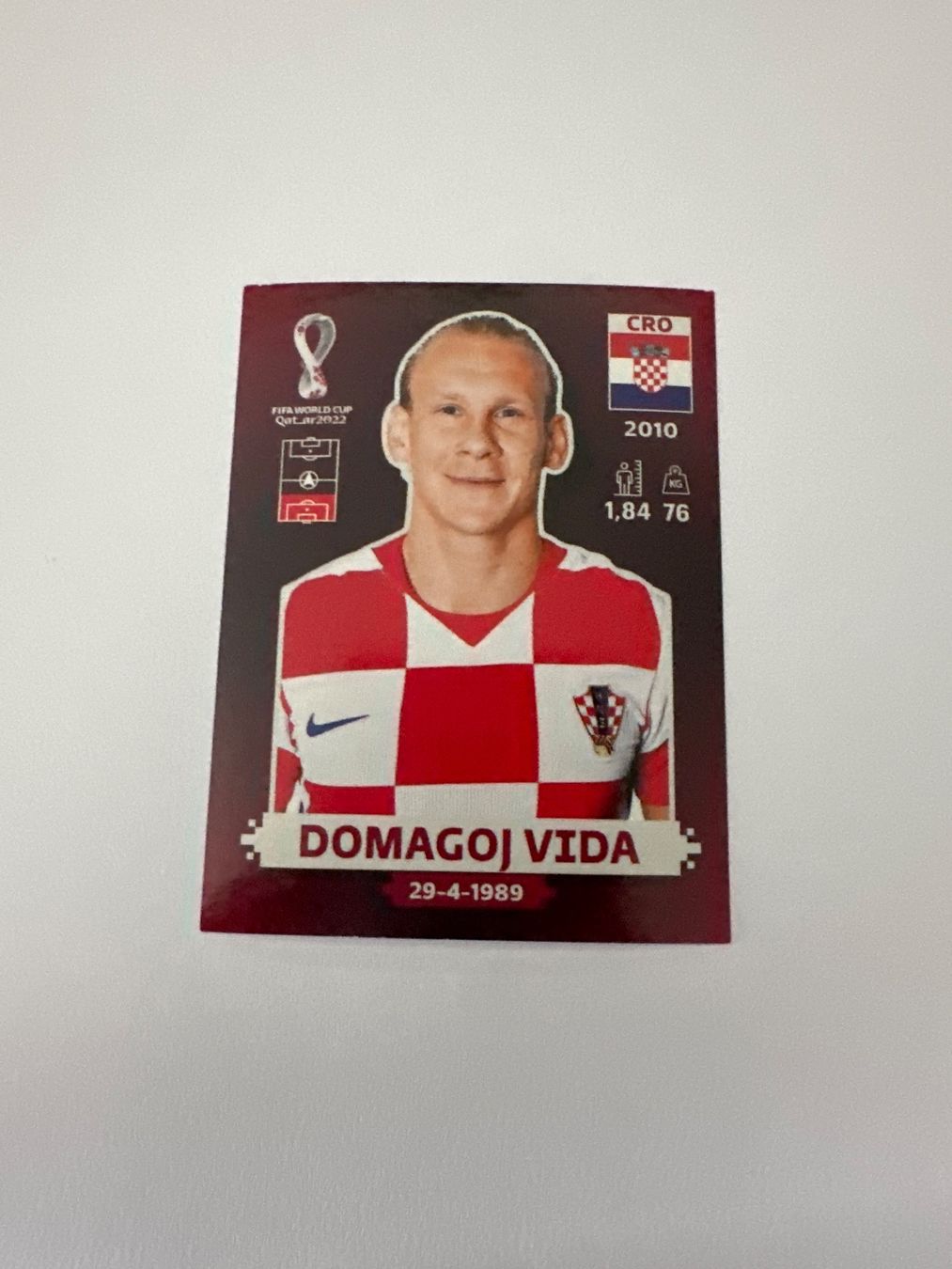 Panini FIFA WM 2022 Oryx - CRO 10 - Domagoj Vida – Original-Zustandsfoto Vorderseite
