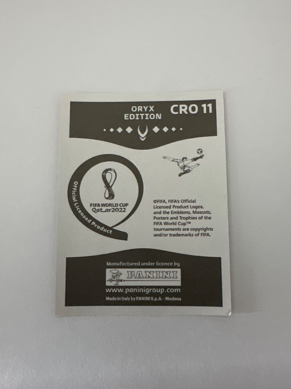 Panini FIFA WM 2022 Oryx - CRO 11 - Marcelo Brozović – Original-Zustandsfoto Rückseite