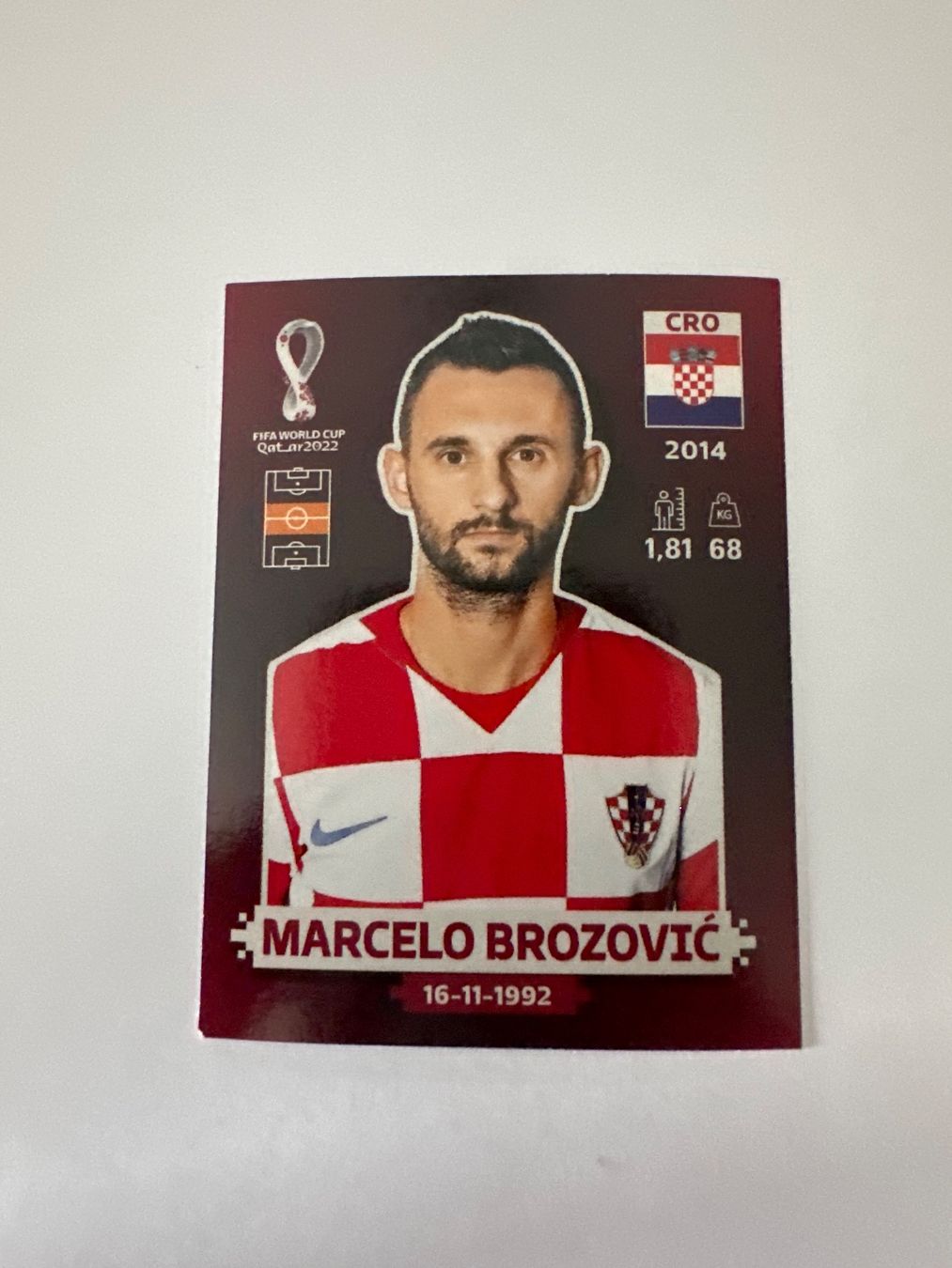 Panini FIFA WM 2022 Oryx - CRO 11 - Marcelo Brozović – Original-Zustandsfoto Vorderseite