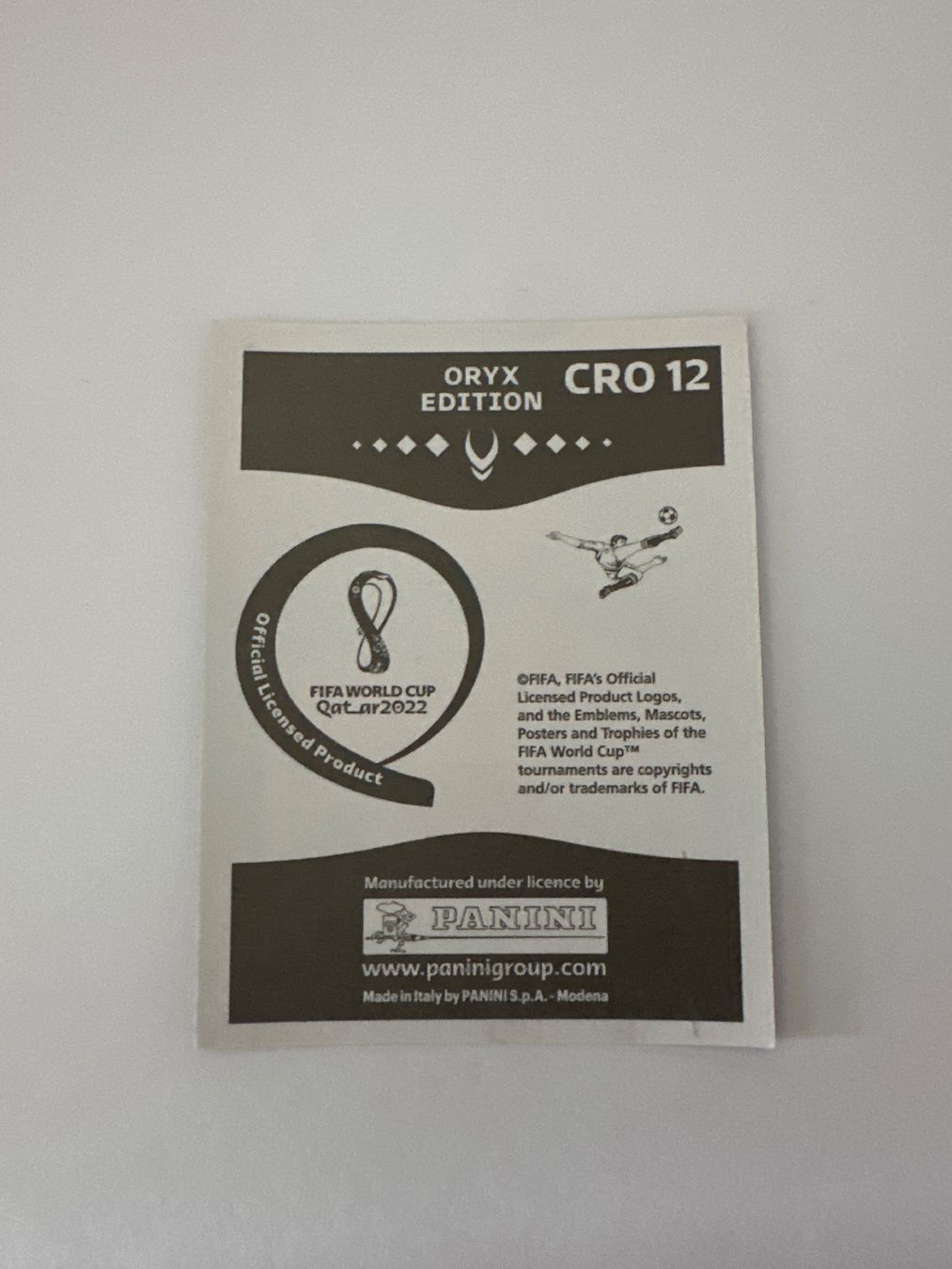 Panini FIFA WM 2022 Oryx - CRO 12 - Mateo Kovačić – Original-Zustandsfoto Rückseite