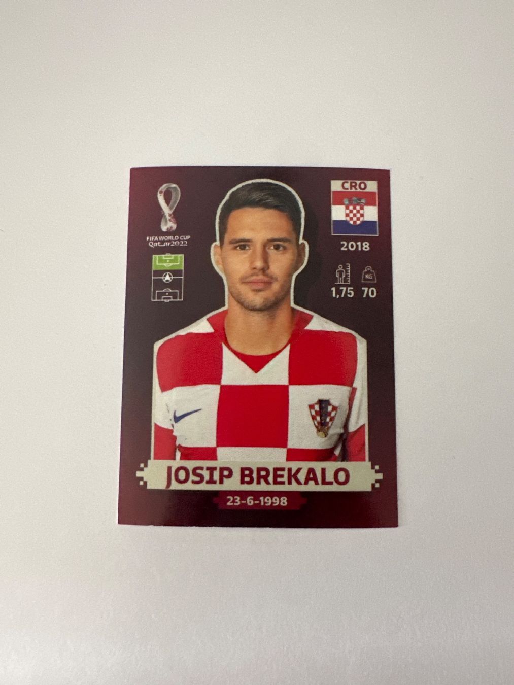 Panini FIFA WM 2022 Oryx - CRO 17 - Josip Brekalo – Original-Zustandsfoto Vorderseite
