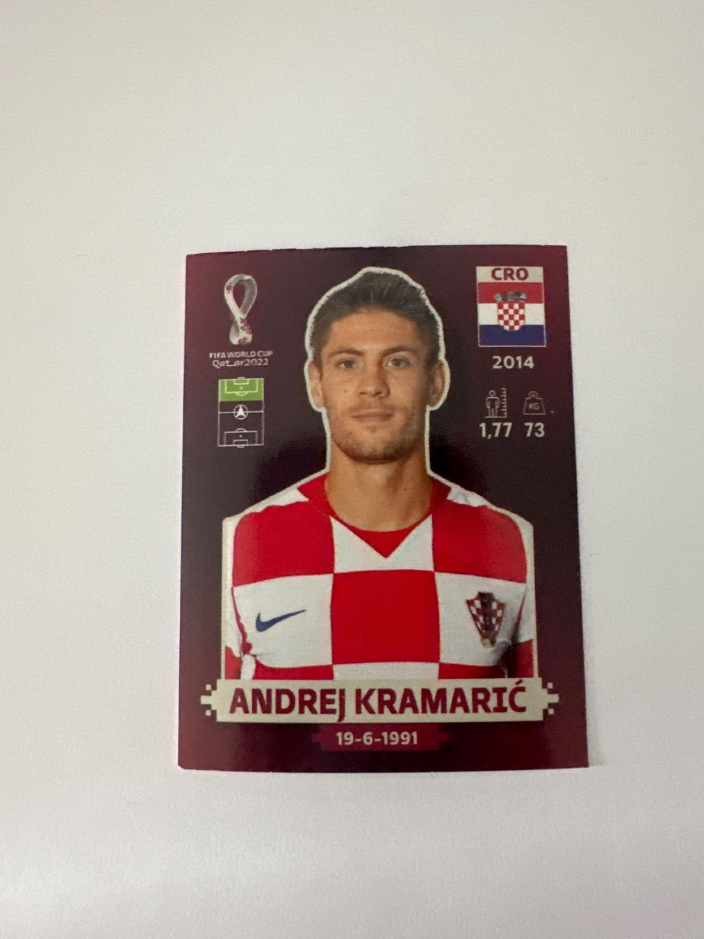 Panini FIFA WM 2022 Oryx - CRO 18 - Andrej Kramarić – Original-Zustandsfoto Vorderseite