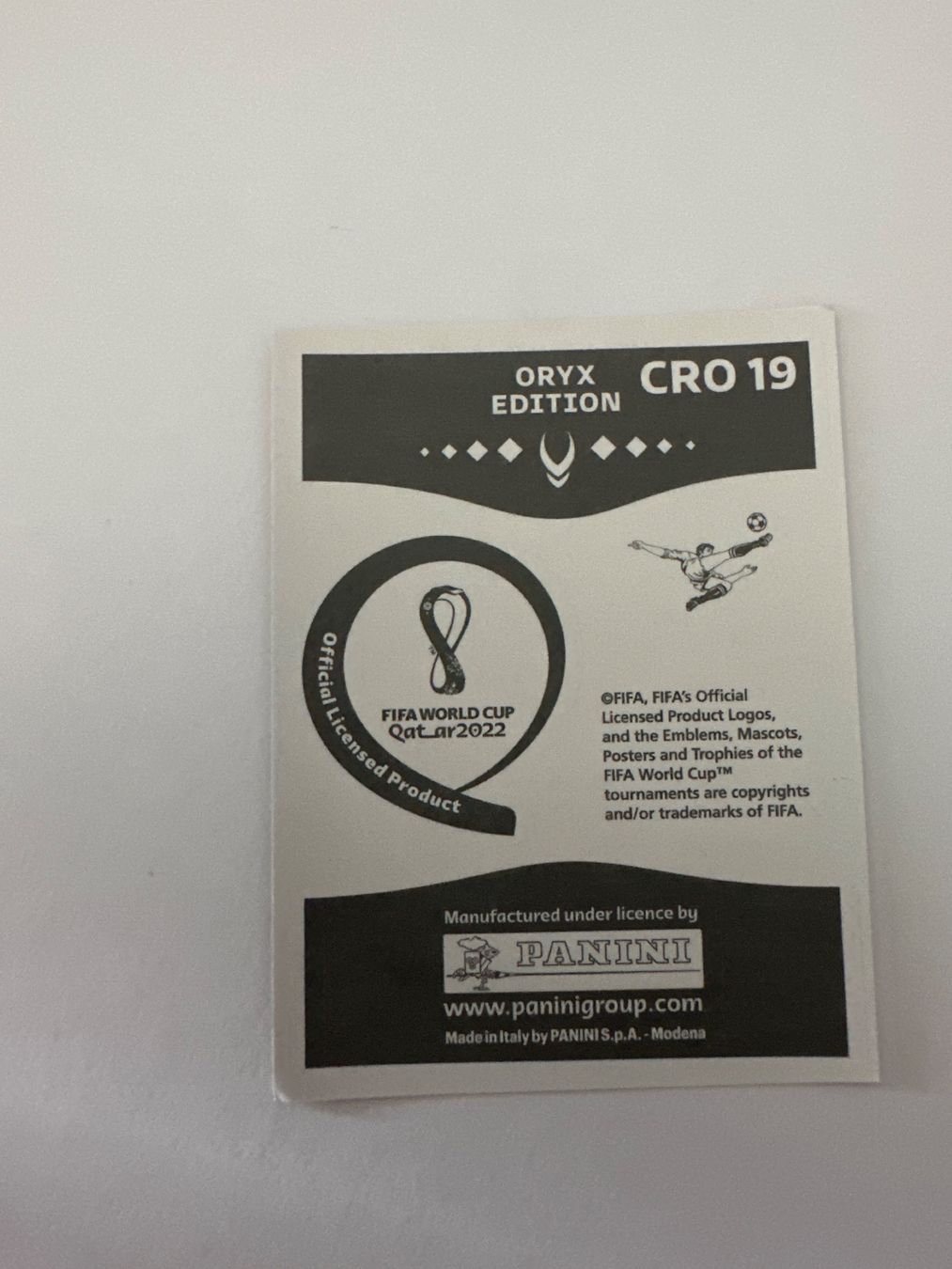 Panini FIFA WM 2022 Oryx - CRO 19 - Marko Livaja – Original-Zustandsfoto Rückseite