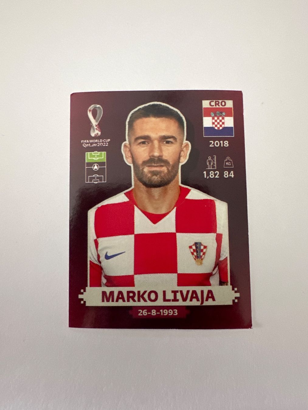 Panini FIFA WM 2022 Oryx - CRO 19 - Marko Livaja – Original-Zustandsfoto Vorderseite