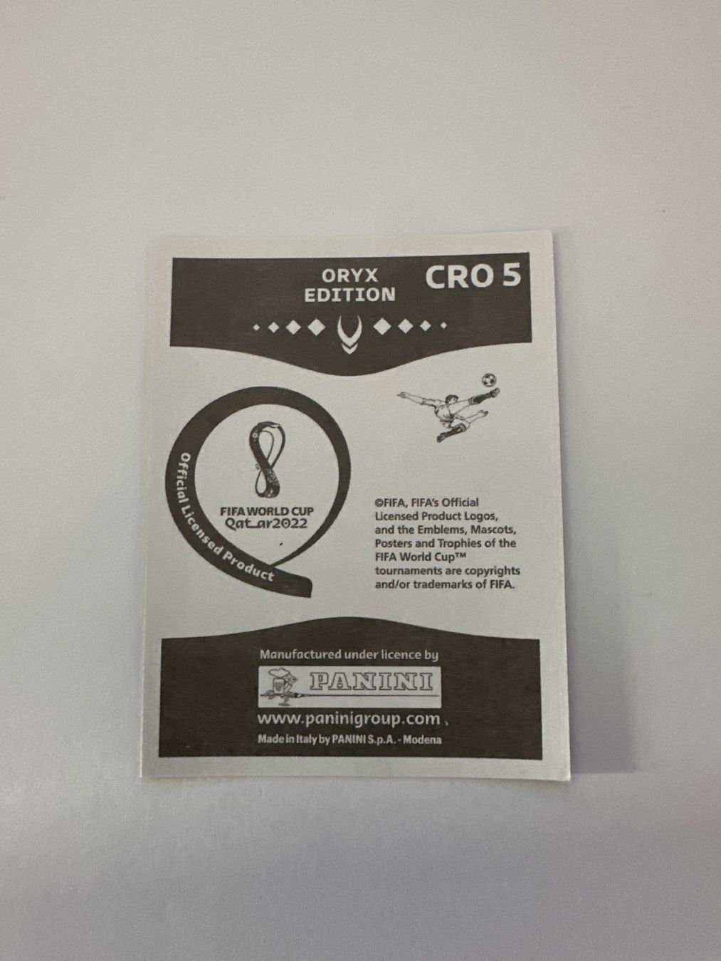 Panini FIFA WM 2022 Oryx - CRO 5 - Duje Ćaleta-Car – Original-Zustandsfoto Rückseite