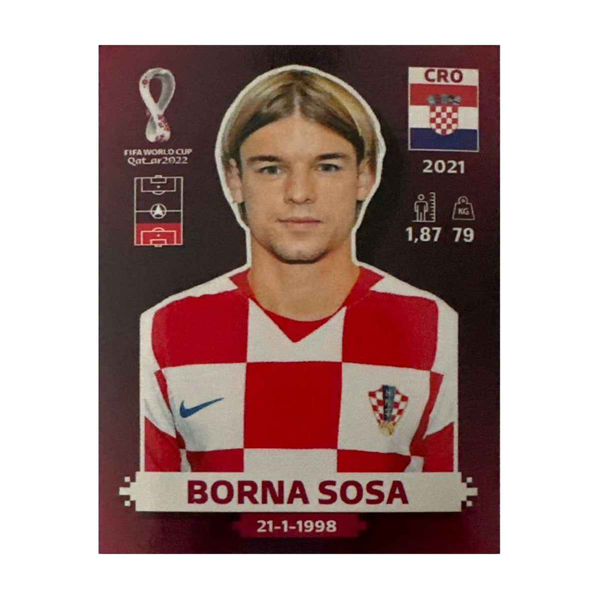 Panini FIFA WM 2022 Oryx - CRO 9 - Borna Sosa – Vorderseite