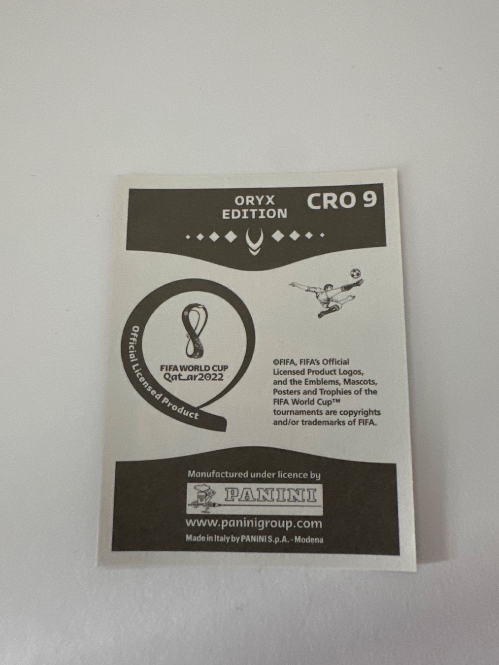 Panini FIFA WM 2022 Oryx - CRO 9 - Borna Sosa – Original-Zustandsfoto Rückseite