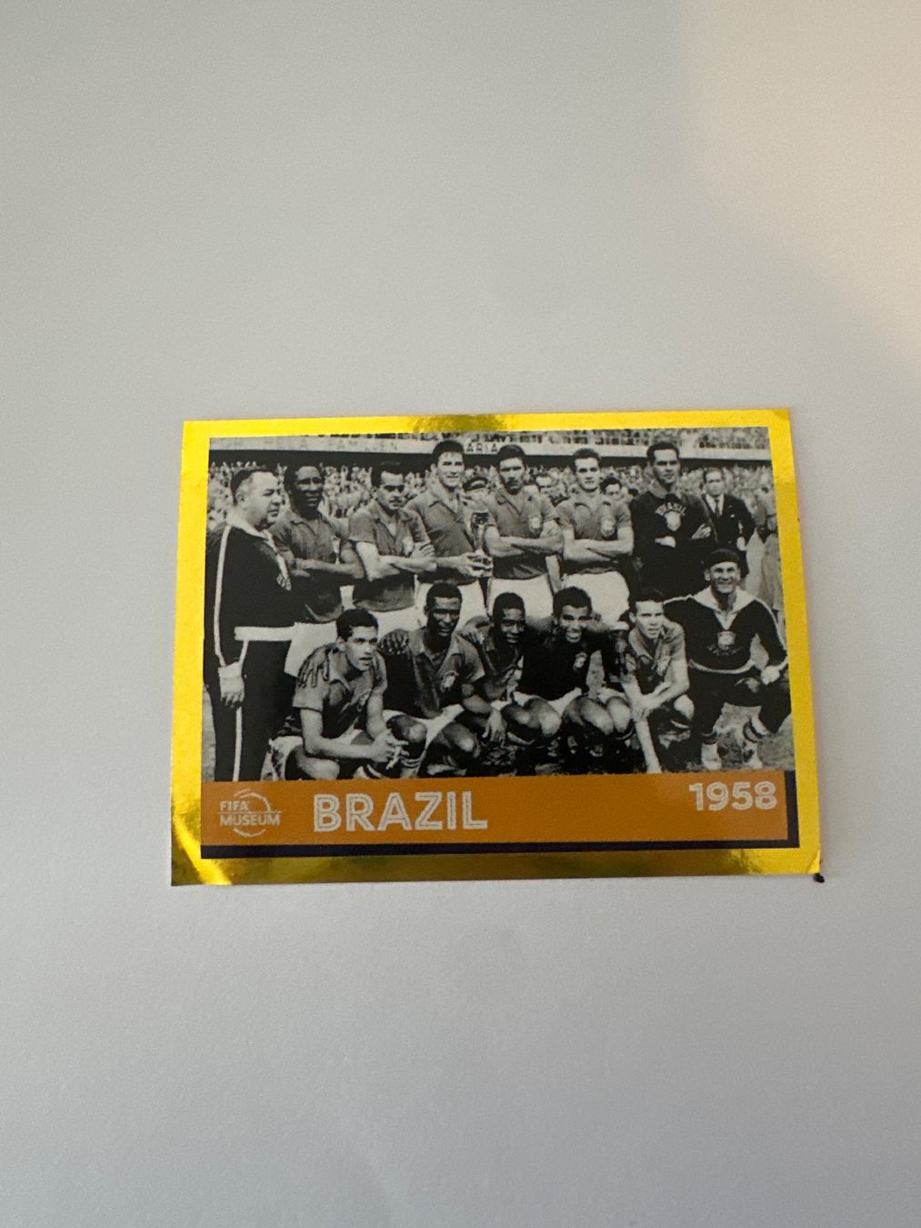 Panini FIFA WM 2022 Oryx - FWC 21 - Brazil 1958 – Original-Zustandsfoto Vorderseite