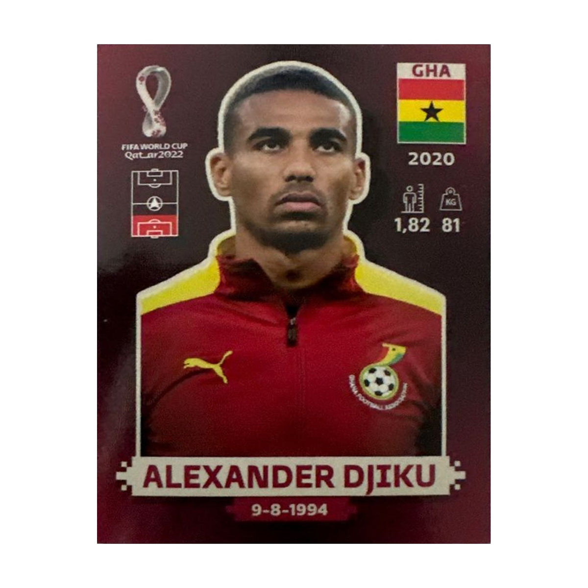 Panini FIFA WM 2022 Oryx - GHA 7 - Alexander Djiku – Vorderseite