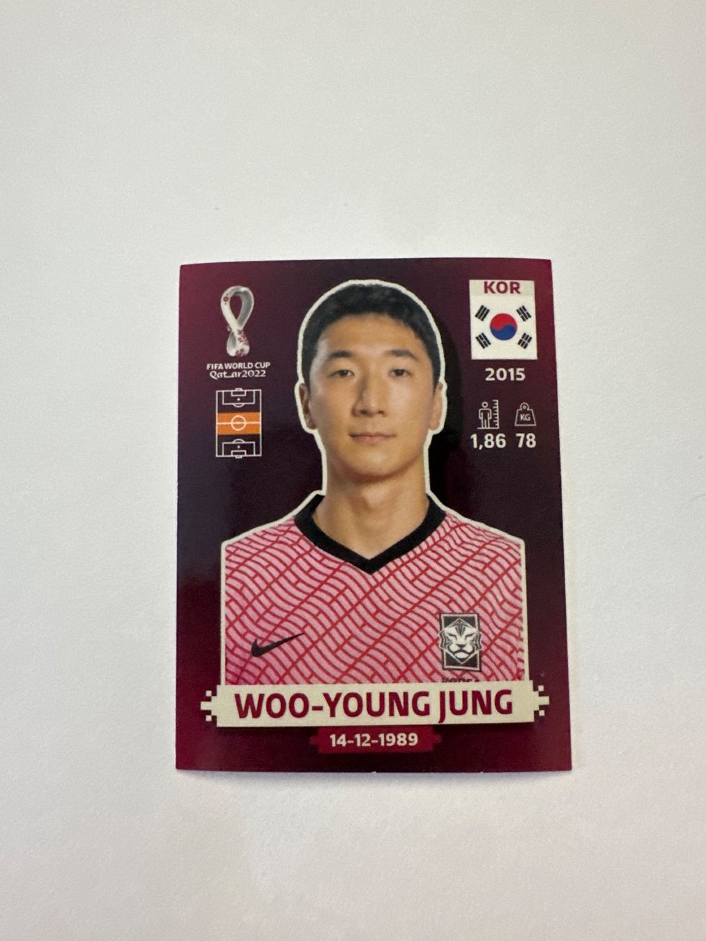 Panini FIFA WM 2022 Oryx - KOR 12 - Woo-young Jung – Original-Zustandsfoto Vorderseite