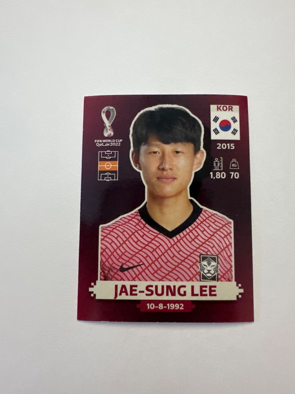 Panini FIFA WM 2022 Oryx - KOR 13 - Jae-sung Lee – Original-Zustandsfoto Vorderseite