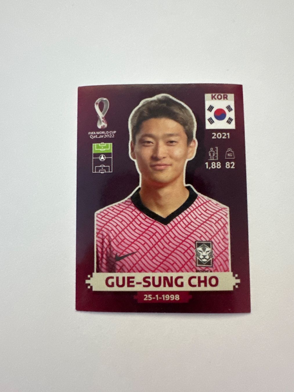 Panini FIFA WM 2022 Oryx - KOR 15 - Gue-sung Cho – Original-Zustandsfoto Vorderseite