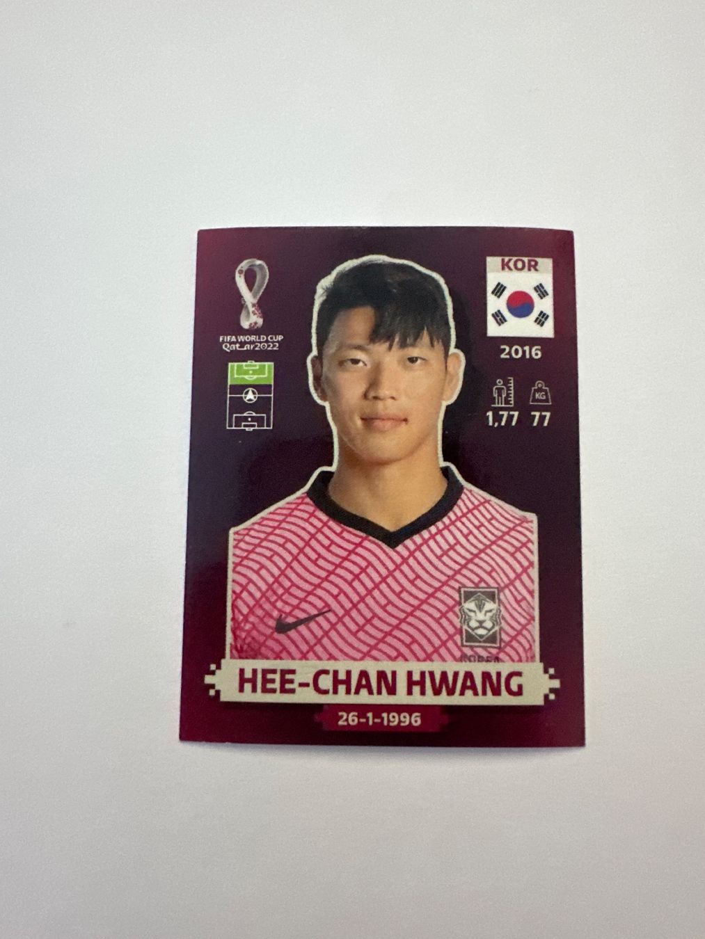 Panini FIFA WM 2022 Oryx - KOR 16 - Hee-chan Hwang – Original-Zustandsfoto Vorderseite