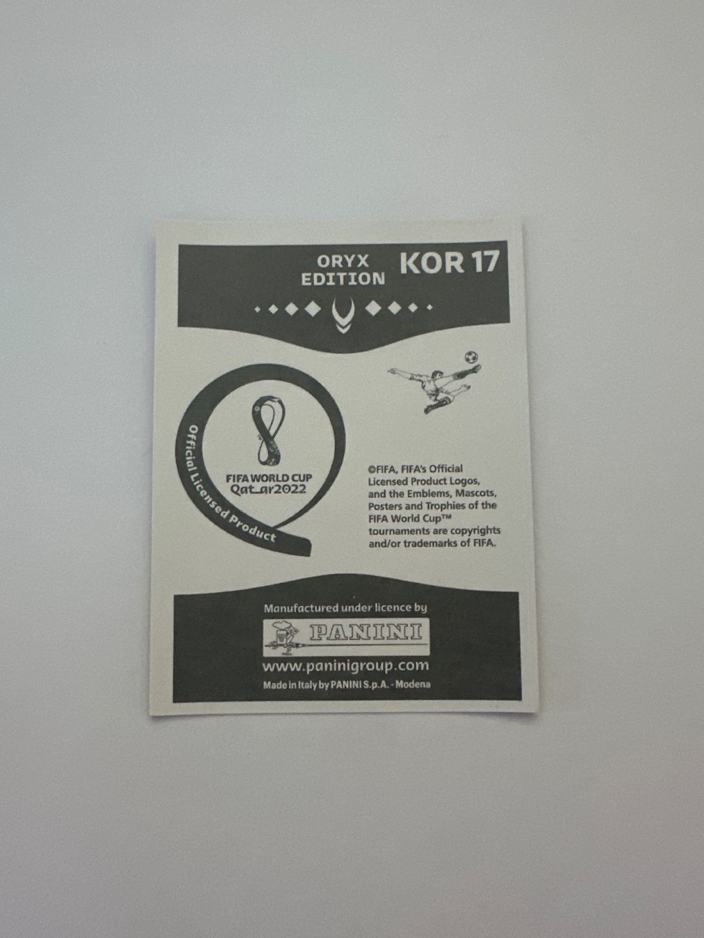 Panini FIFA WM 2022 Oryx - KOR 17 - Ui-jo Hwang – Original-Zustandsfoto Rückseite