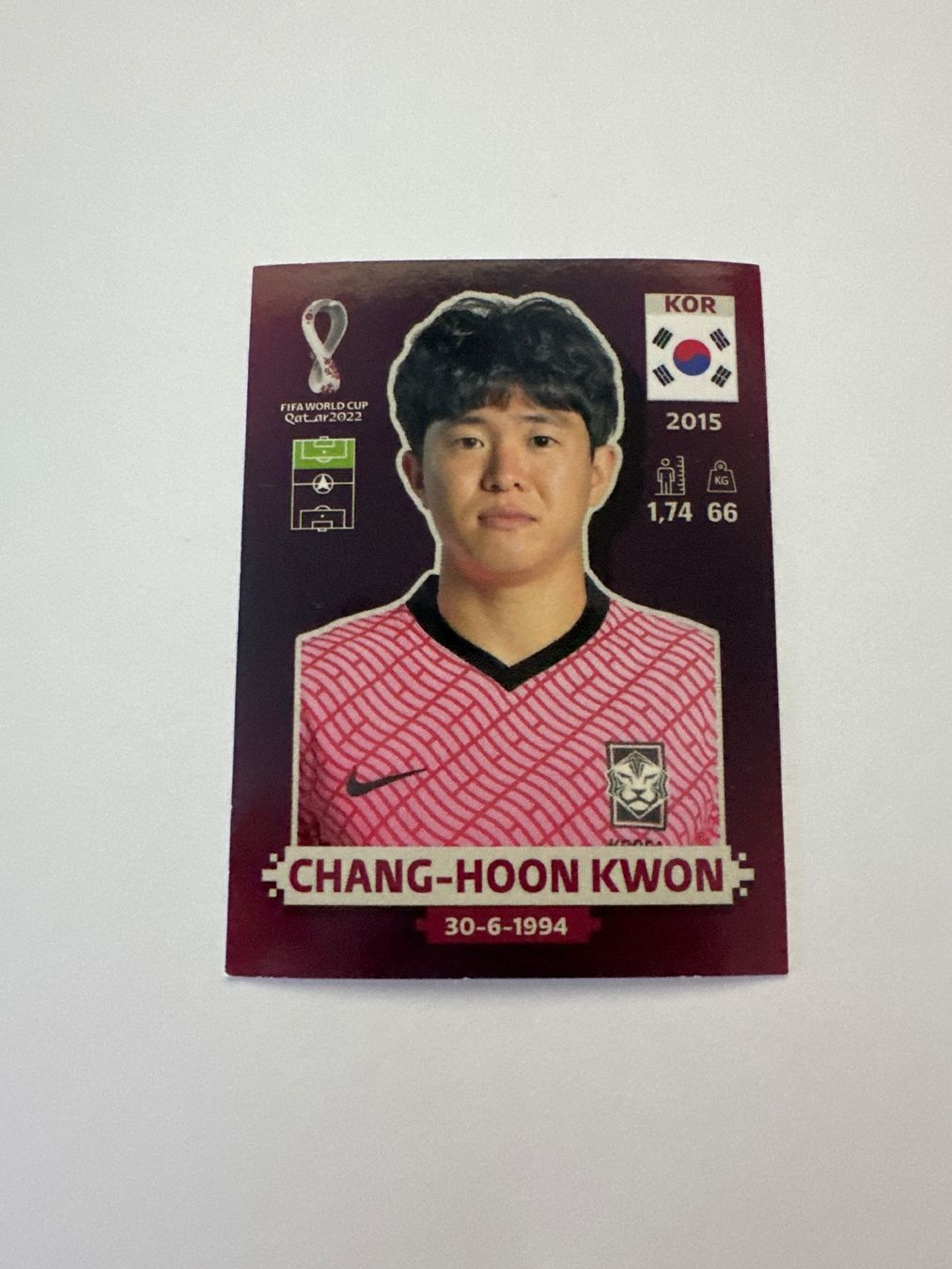 Panini FIFA WM 2022 Oryx - KOR 18 - Chang-hoon Kwon – Original-Zustandsfoto Vorderseite