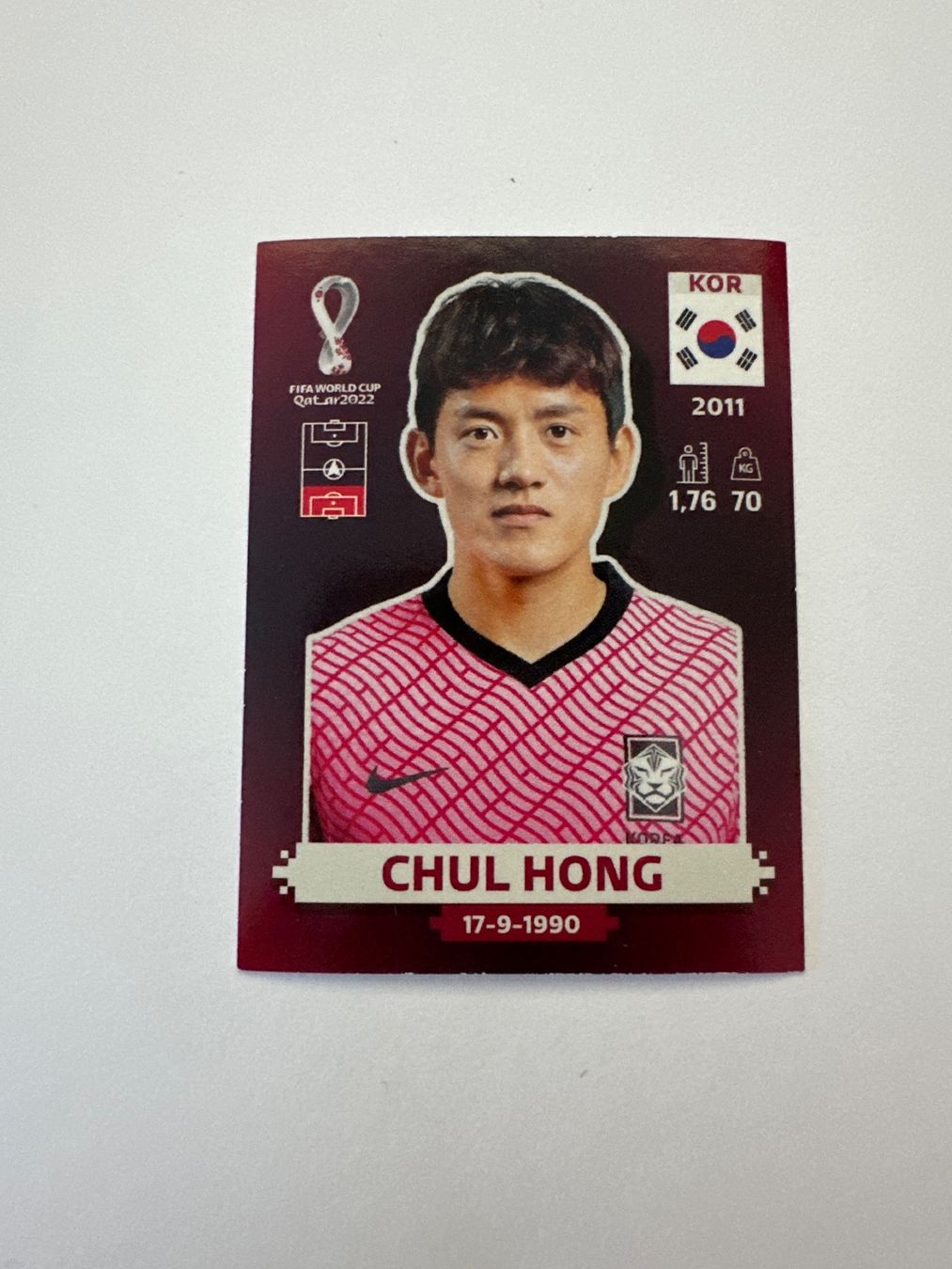 Panini FIFA WM 2022 Oryx - KOR 5 - Chul Hong – Original-Zustandsfoto Vorderseite