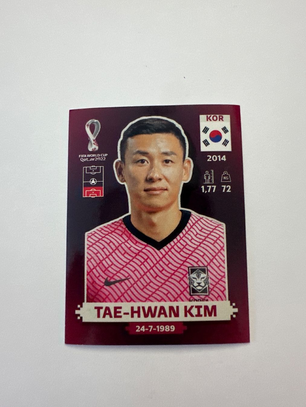 Panini FIFA WM 2022 Oryx - KOR 6 - Tae-hwan Kim – Original-Zustandsfoto Vorderseite