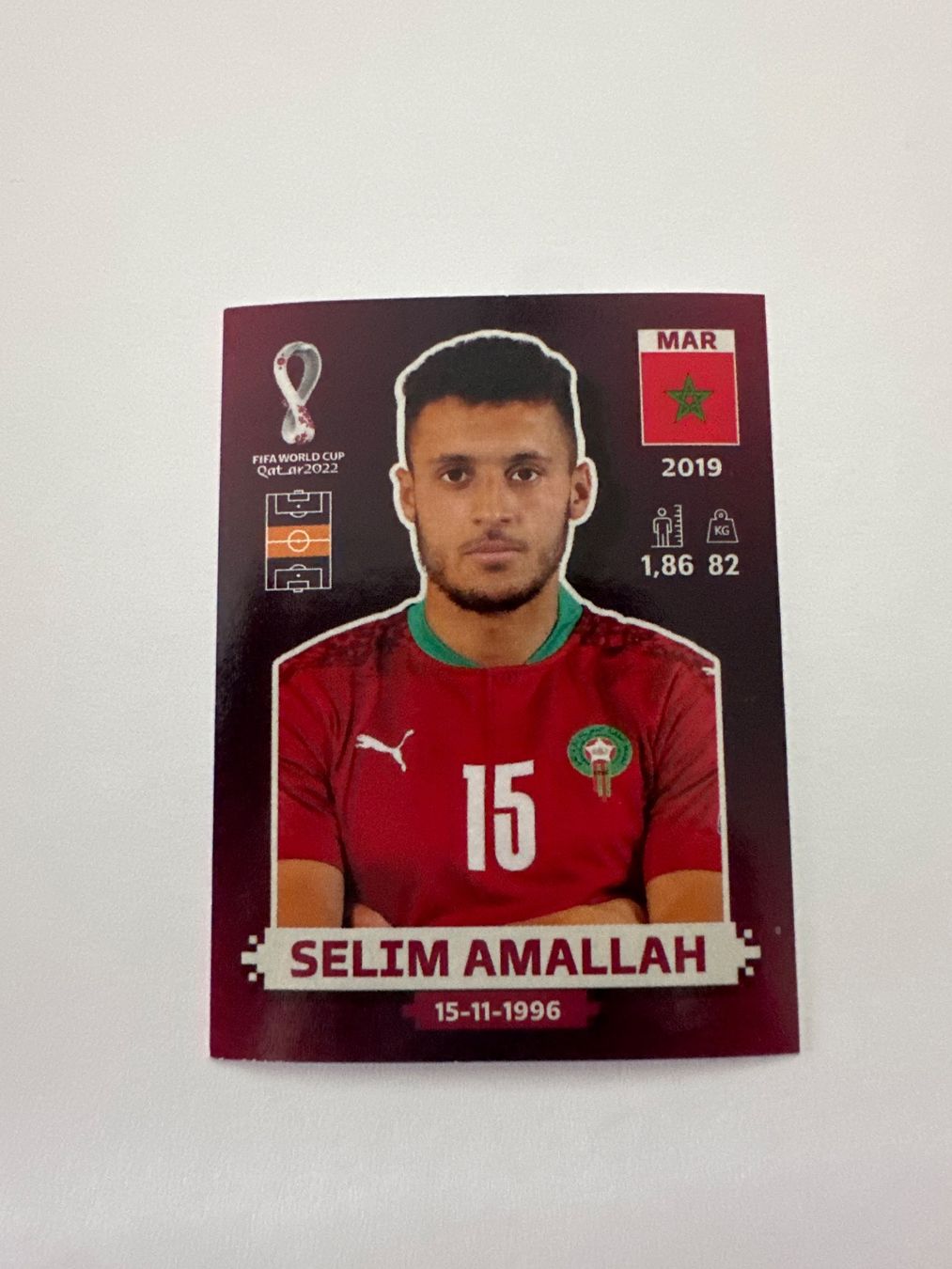 Panini FIFA WM 2022 Oryx - MAR 10 - Selim Amallah – Original-Zustandsfoto Vorderseite