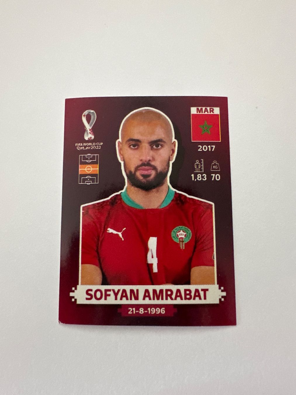 Panini FIFA WM 2022 Oryx - MAR 11 - Sofyan Amrabat – Original-Zustandsfoto Vorderseite