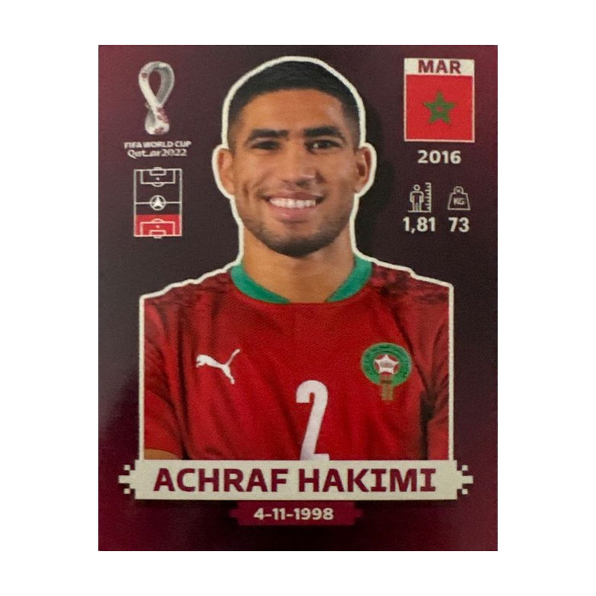 Panini FIFA WM 2022 Oryx - MAR 6 - Achraf Hakimi – Vorderseite