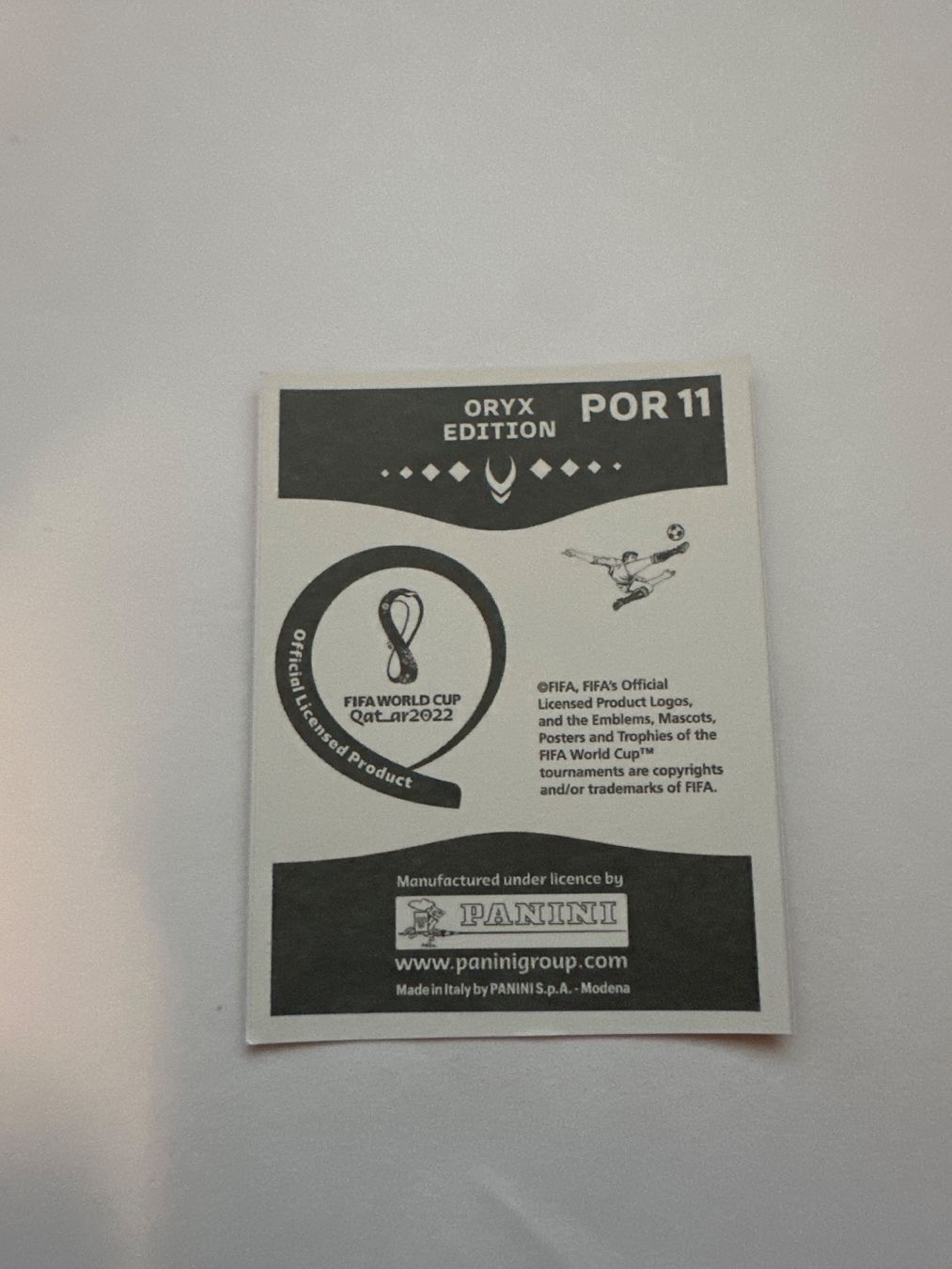Panini FIFA WM 2022 Oryx - POR 11 - Bernardo Silva – Original-Zustandsfoto Rückseite