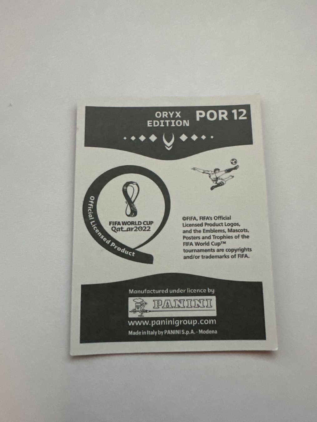 Panini FIFA WM 2022 Oryx - POR 12 - Bruno Fernandes – Original-Zustandsfoto Rückseite