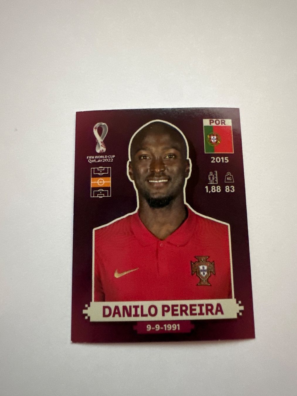 Panini FIFA WM 2022 Oryx - POR 13 - Danilo Pereira – Original-Zustandsfoto Vorderseite