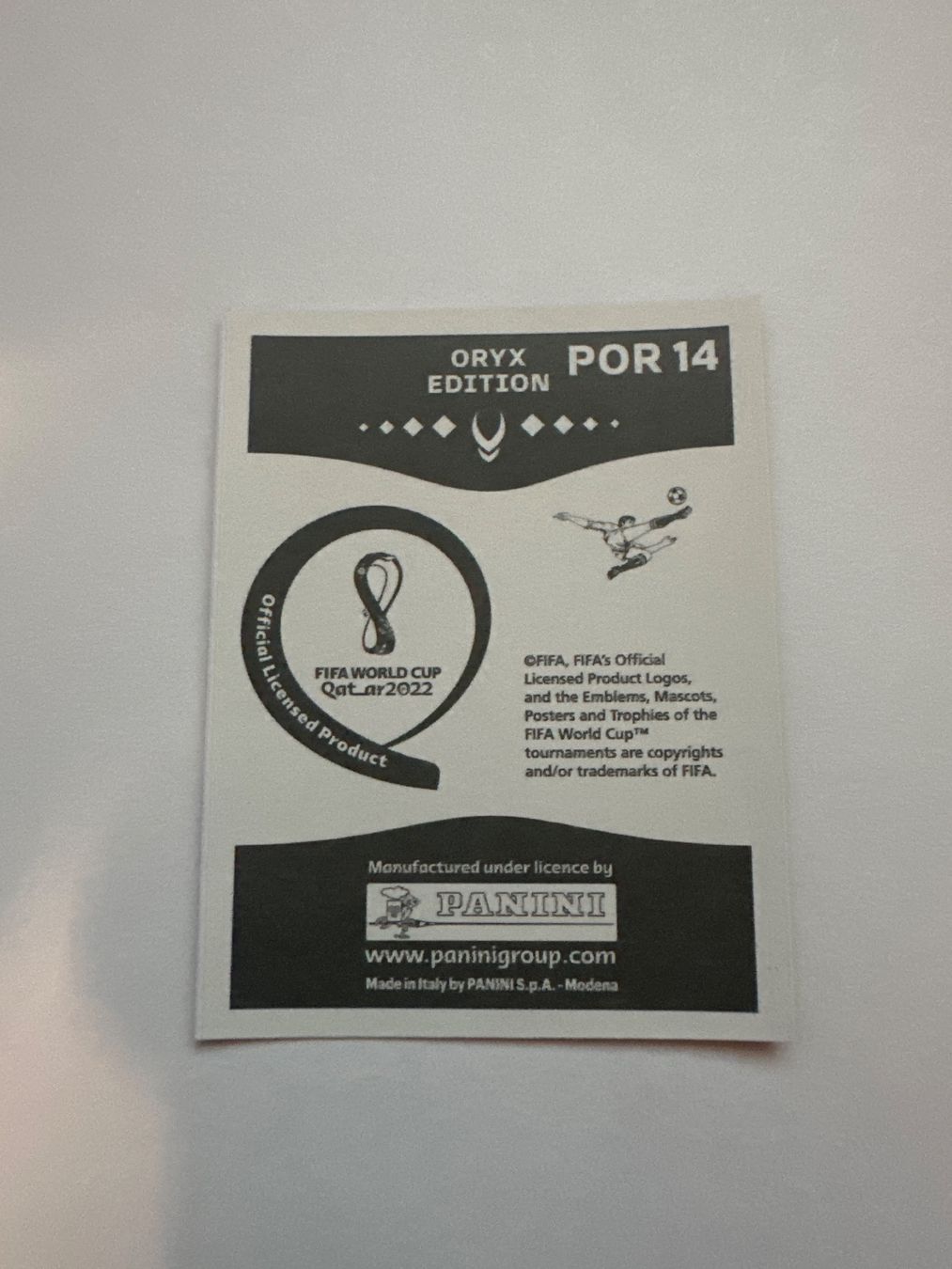 Panini FIFA WM 2022 Oryx - POR 14 - João Moutinho – Original-Zustandsfoto Rückseite