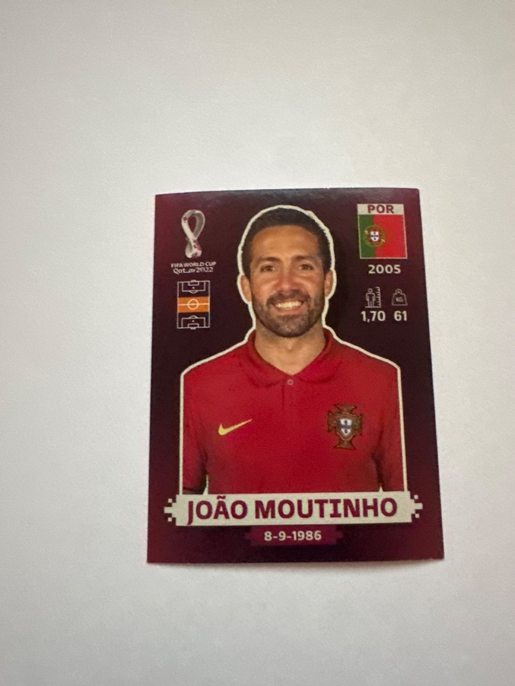 Panini FIFA WM 2022 Oryx - POR 14 - João Moutinho – Original-Zustandsfoto Vorderseite