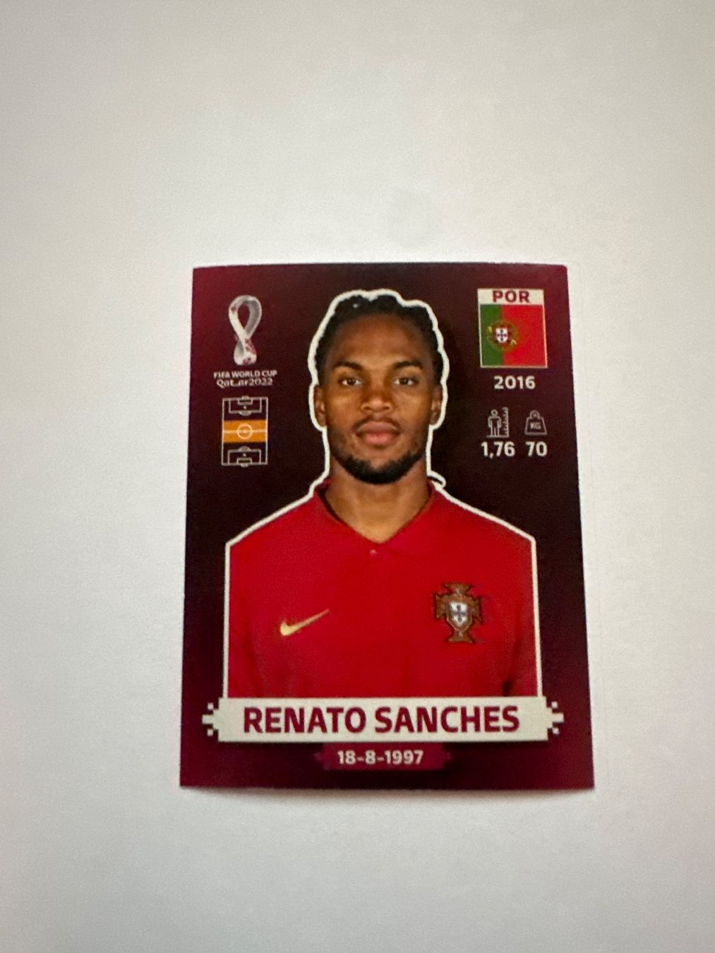 Panini FIFA WM 2022 Oryx - POR 15 - Renato Sanches – Original-Zustandsfoto Vorderseite