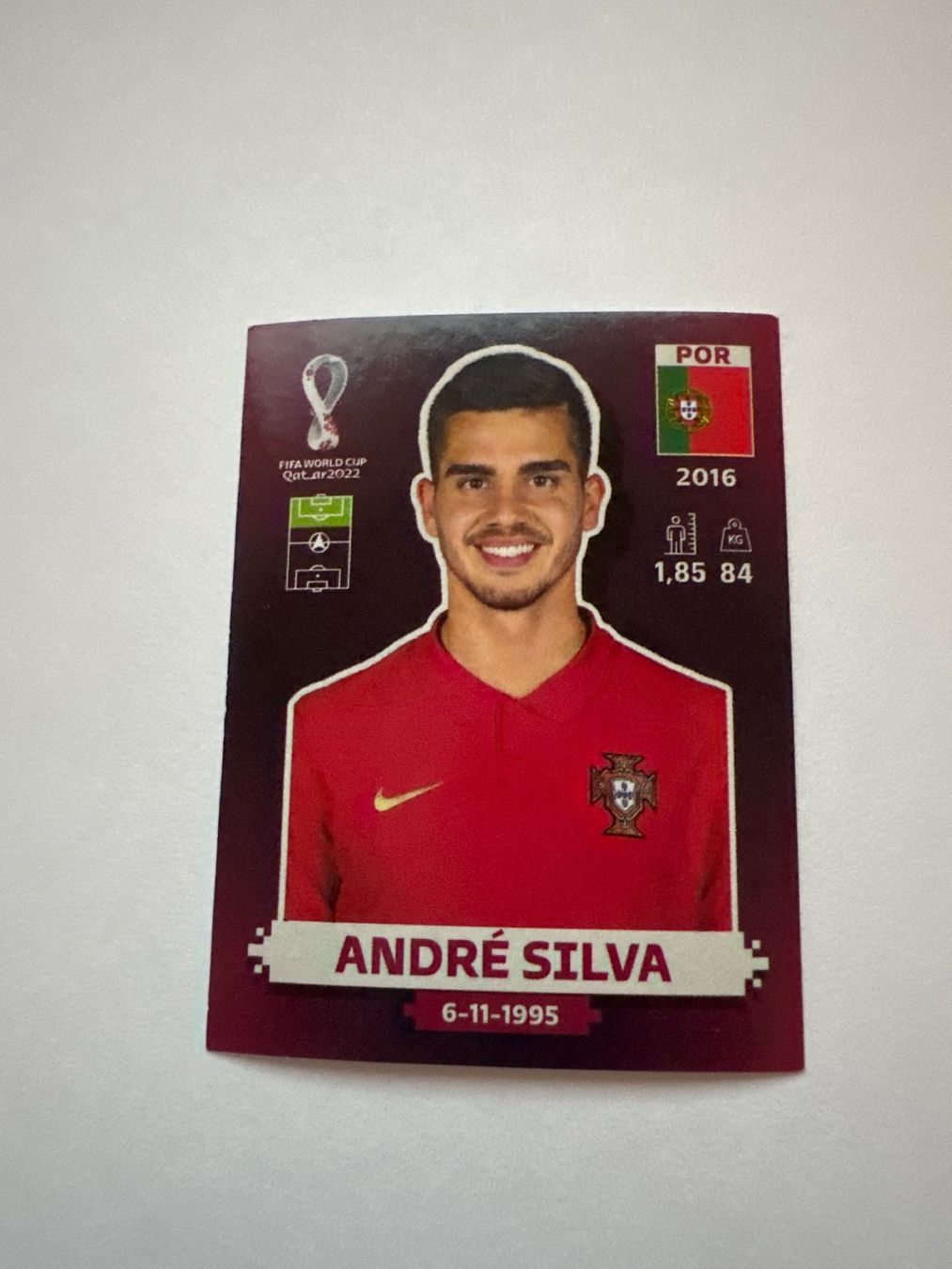 Panini FIFA WM 2022 Oryx - POR 17 - André Silva – Original-Zustandsfoto Vorderseite