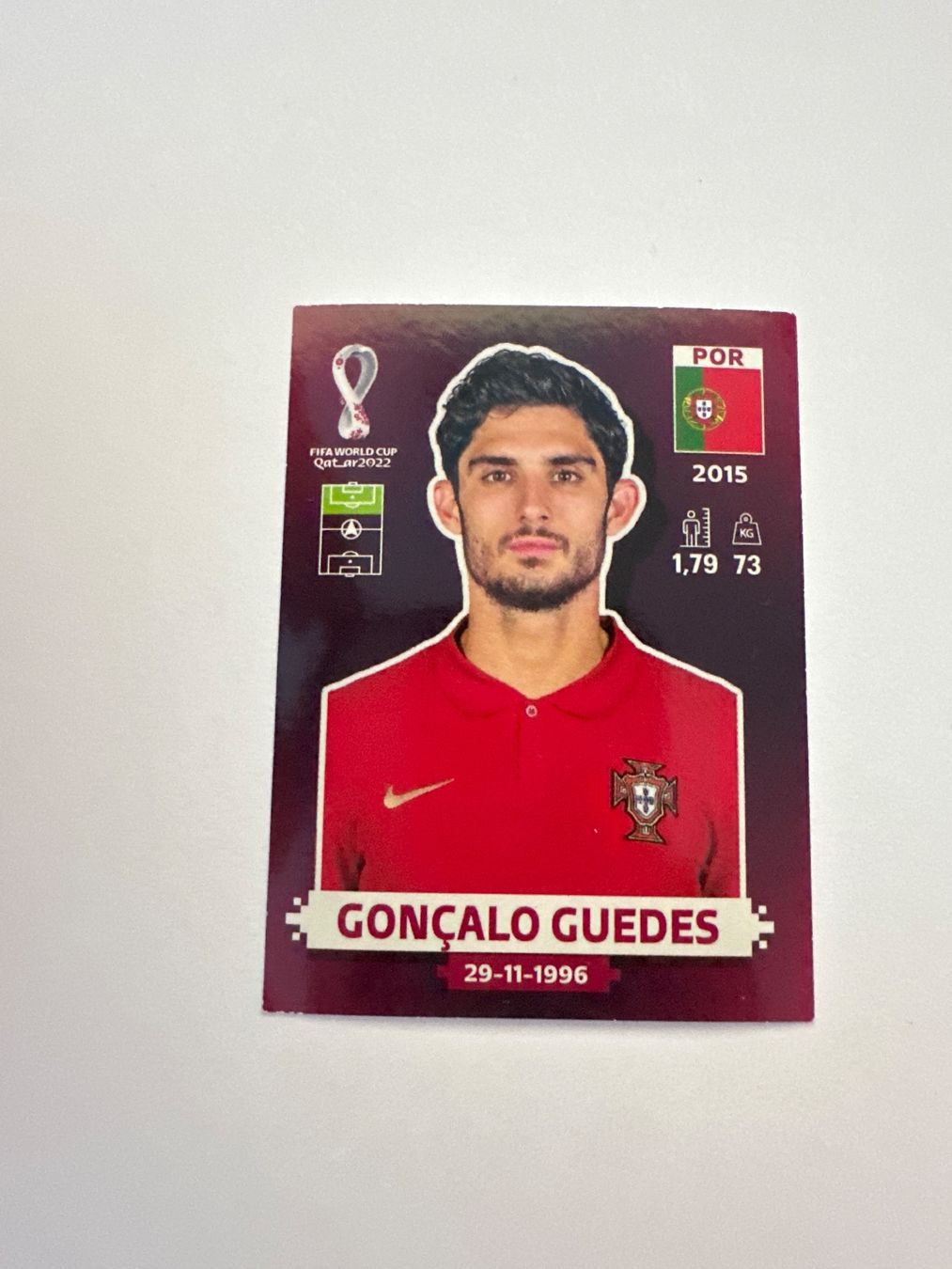 Panini FIFA WM 2022 Oryx - POR 20 - Gonçalo Guedes – Original-Zustandsfoto Vorderseite