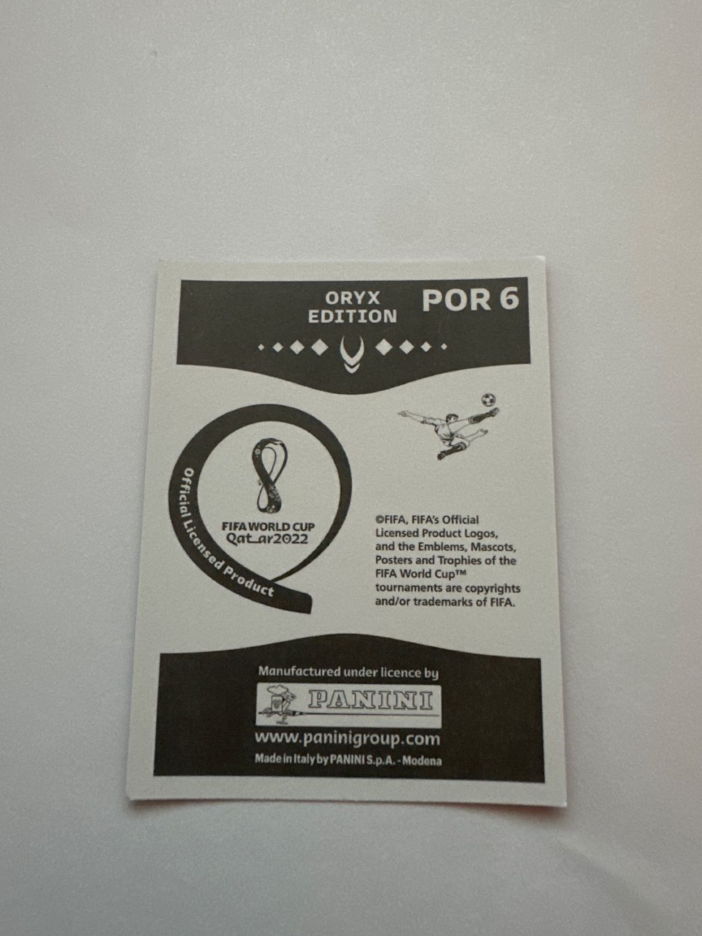 Panini FIFA WM 2022 Oryx - POR 6 - José Fonte – Original-Zustandsfoto Rückseite
