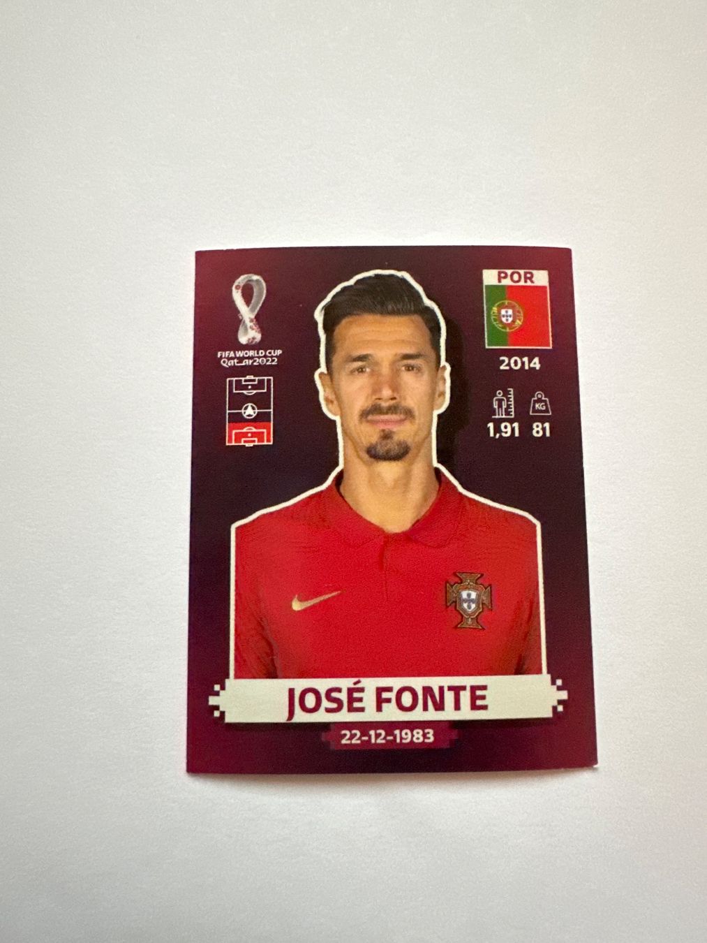 Panini FIFA WM 2022 Oryx - POR 6 - José Fonte – Original-Zustandsfoto Vorderseite