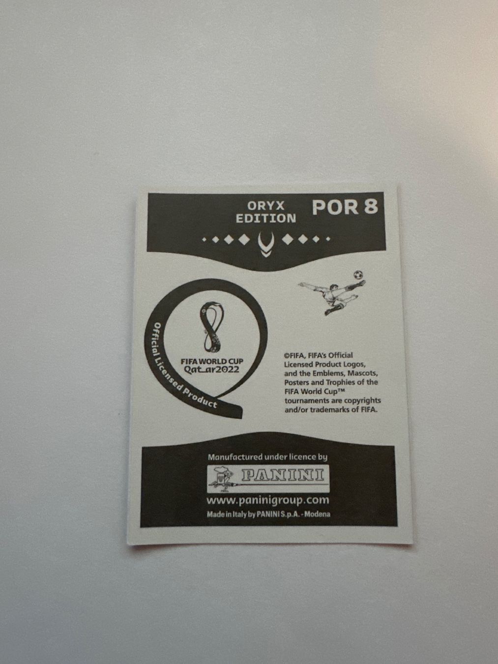 Panini FIFA WM 2022 Oryx - POR 8 - Pepe – Original-Zustandsfoto Rückseite