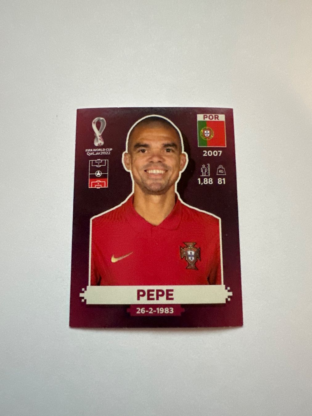 Panini FIFA WM 2022 Oryx - POR 8 - Pepe – Original-Zustandsfoto Vorderseite