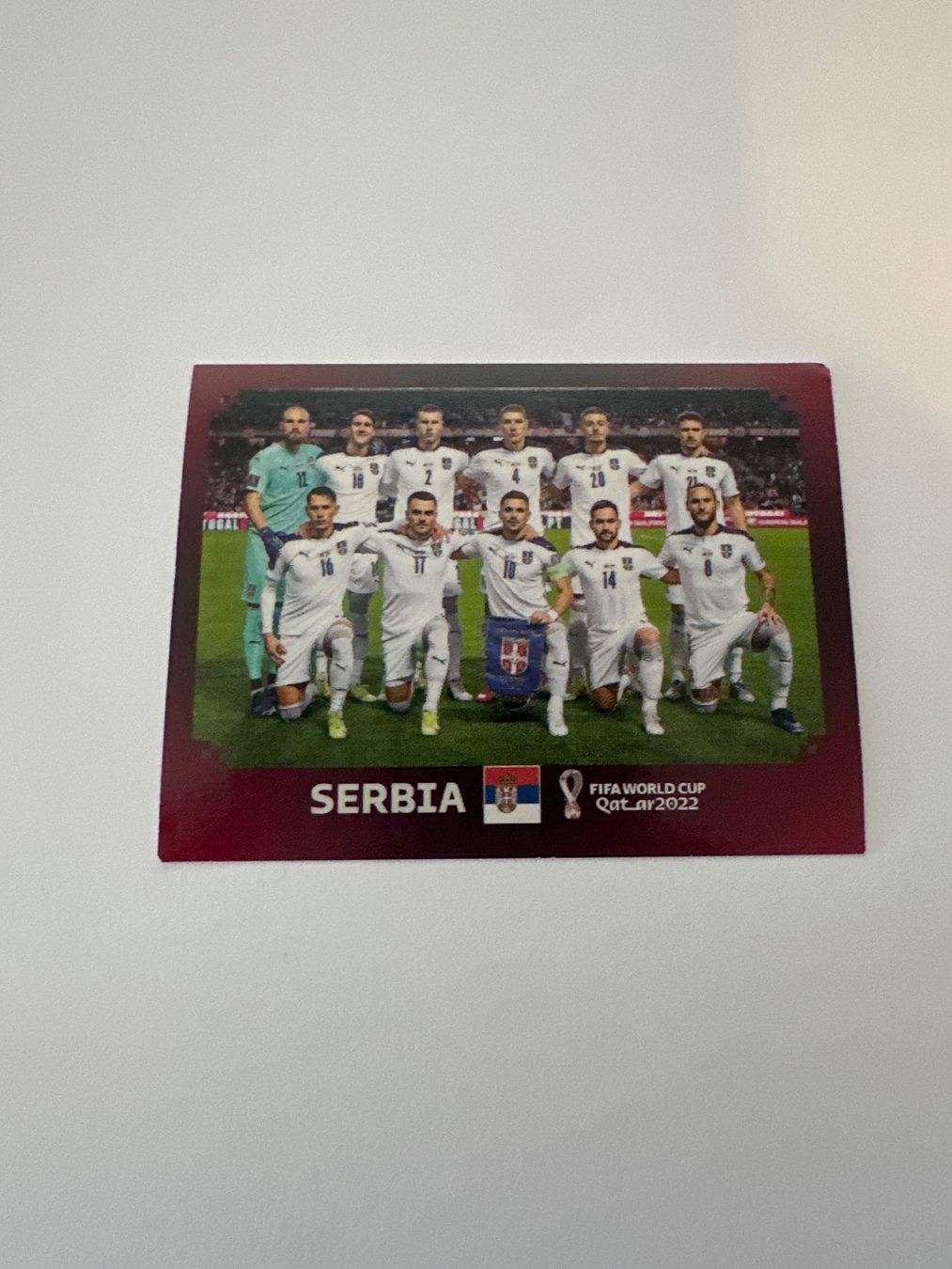 Panini FIFA WM 2022 Oryx - SRB 1 - Team Photo - Serbia – Original-Zustandsfoto Vorderseite