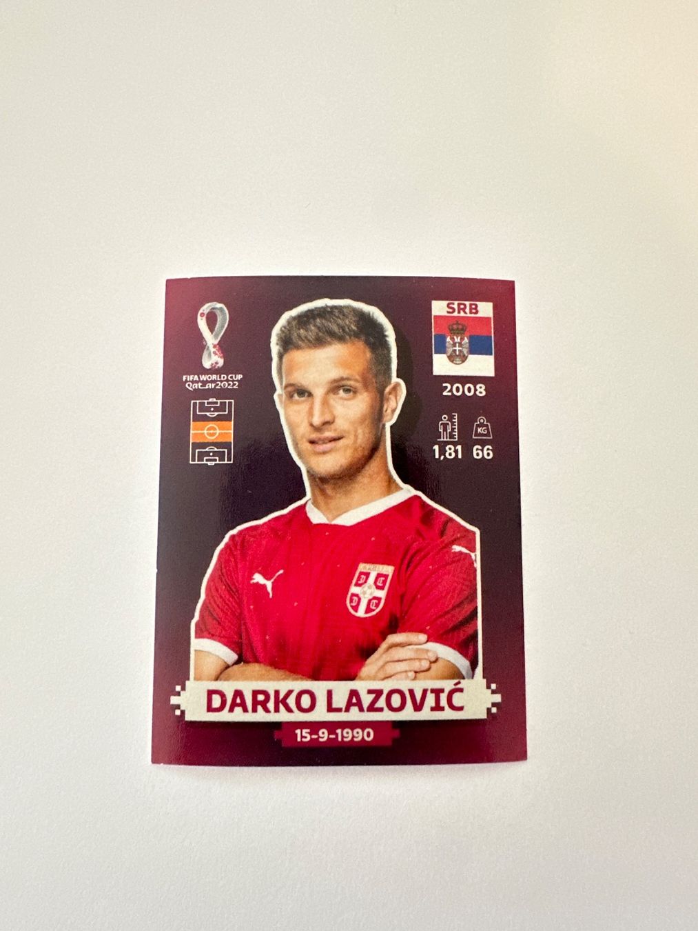 Panini FIFA WM 2022 Oryx - SRB 11 - Darko Lazović – Original-Zustandsfoto Vorderseite
