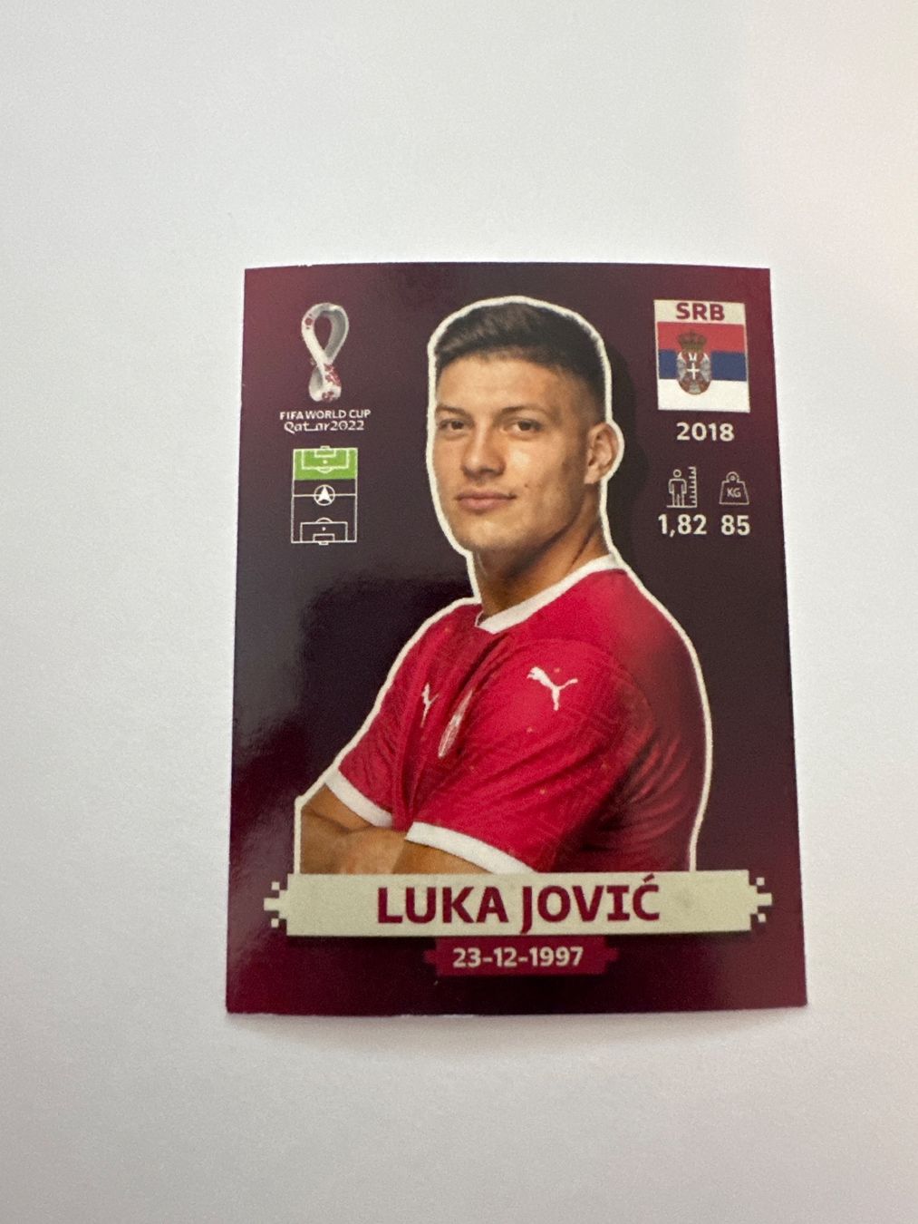 Panini FIFA WM 2022 Oryx - SRB 17 - Luka Jović – Original-Zustandsfoto Vorderseite