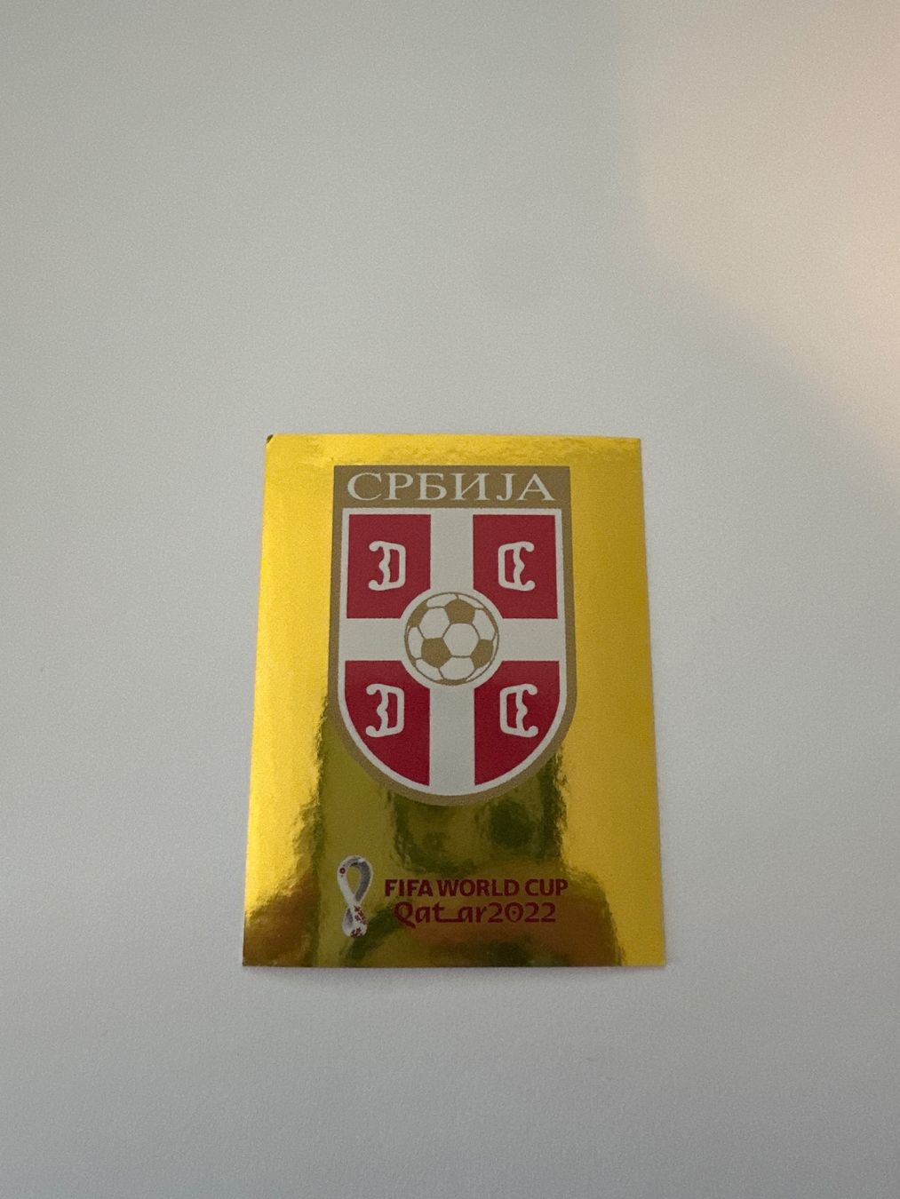 Panini FIFA WM 2022 Oryx - SRB 2 - Team Logo - Serbia – Original-Zustandsfoto Vorderseite
