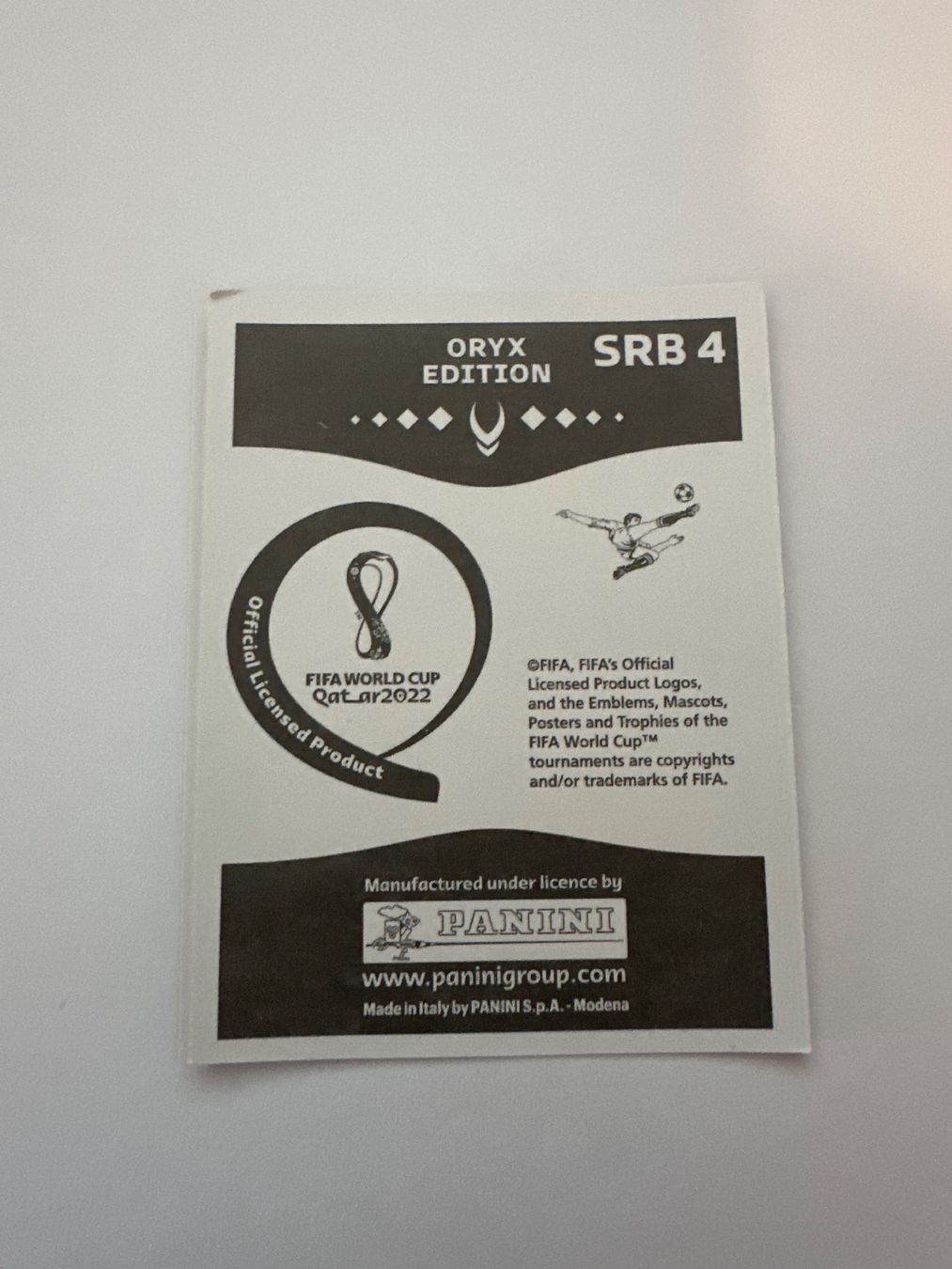 Panini FIFA WM 2022 Oryx - SRB 4 - Vanja Milinković-Savić – Original-Zustandsfoto Rückseite