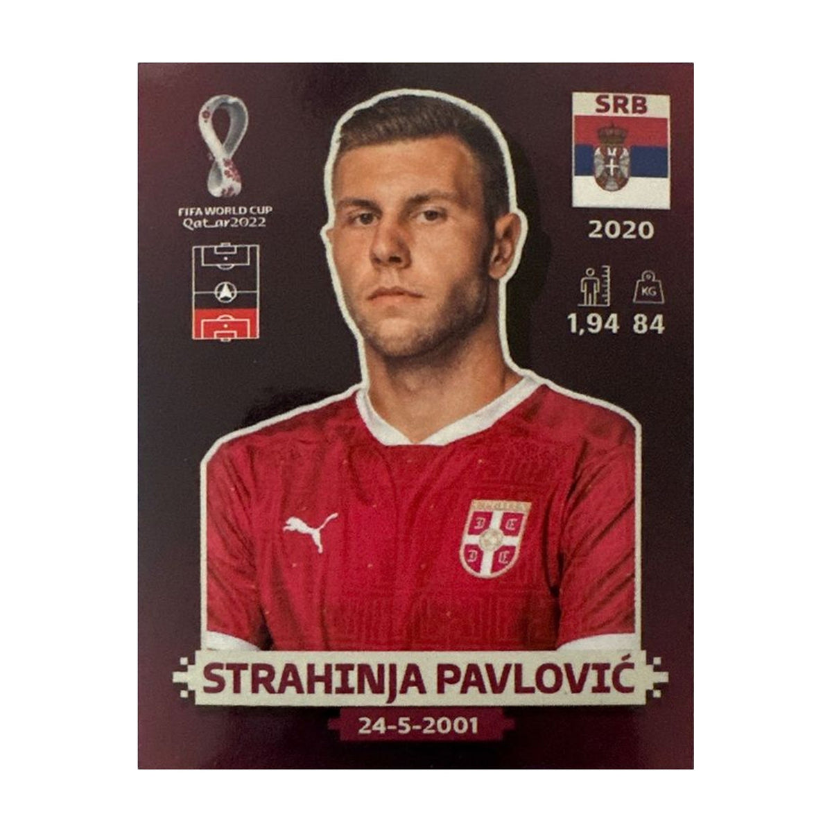 Panini FIFA WM 2022 Oryx - SRB 6 - Strahinja Pavlović – Vorderseite